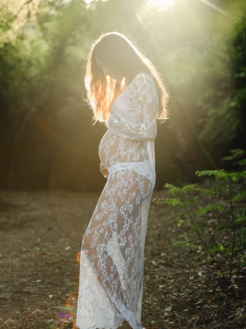 robe-longue grossesse-dentelle-blanc