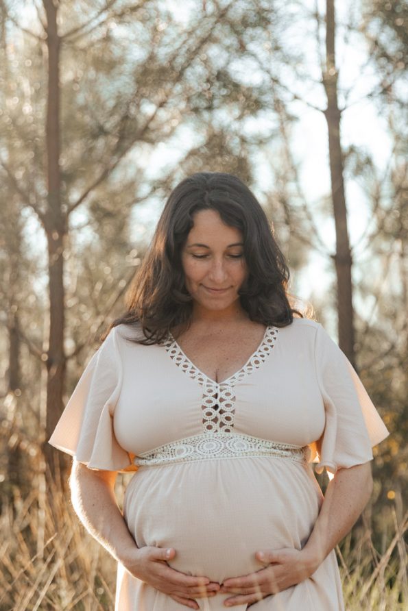 robe grossesse beige dentelle photographe landes